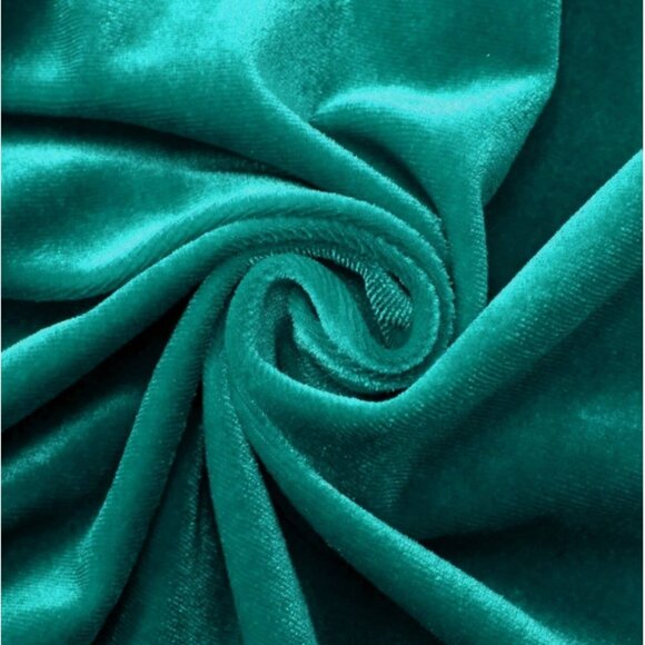 Emerald Green Velvet Halter Mermaid Dress – Ruched Bodycon Formal Gown - Picture 9 of 12